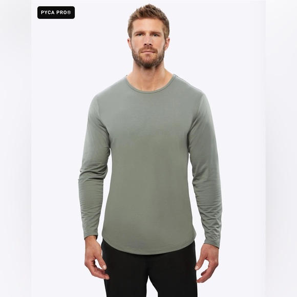 NWOT CUTS AO Long Sleeve Curve-Hem Tee sage - Picture 1 of 9